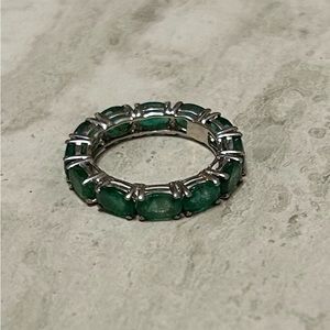 14kt White Gold 6 CT Zambian Emerald Eternity Band